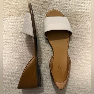 J. Crew White and Tan Slide Sandals